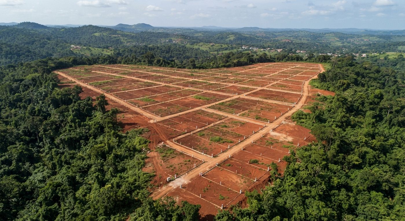 A large parcel marked out into plots